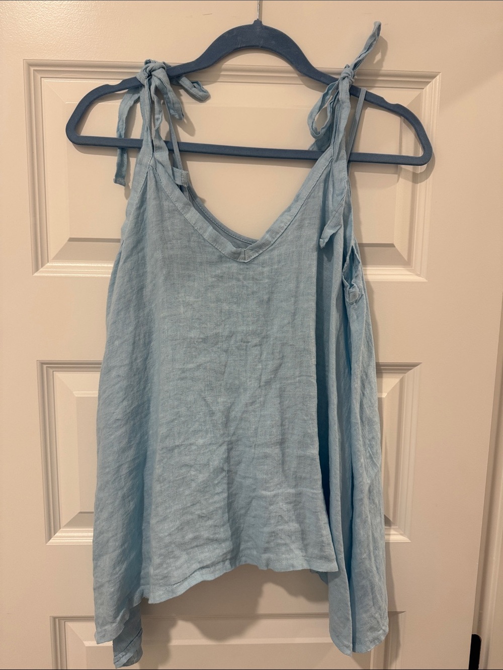 Women’s Light Blue Tie-Shoulder Linen Camisole